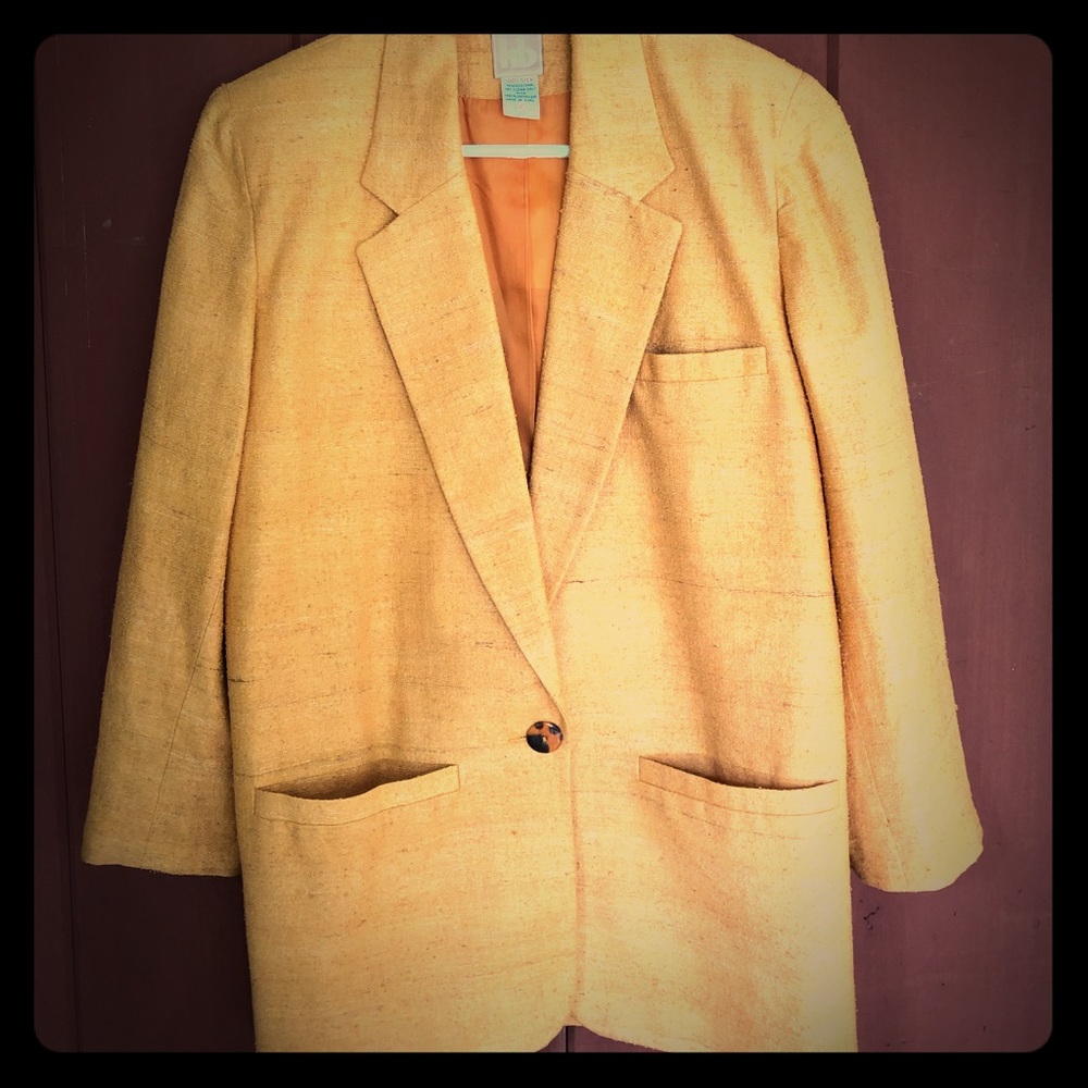Vintage 100% silk blazer, raw silk, silk lining